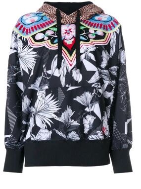 Adidas x Farm Rio Embrooidered Graphic Hoodie Sweatshirt Floral Leopard